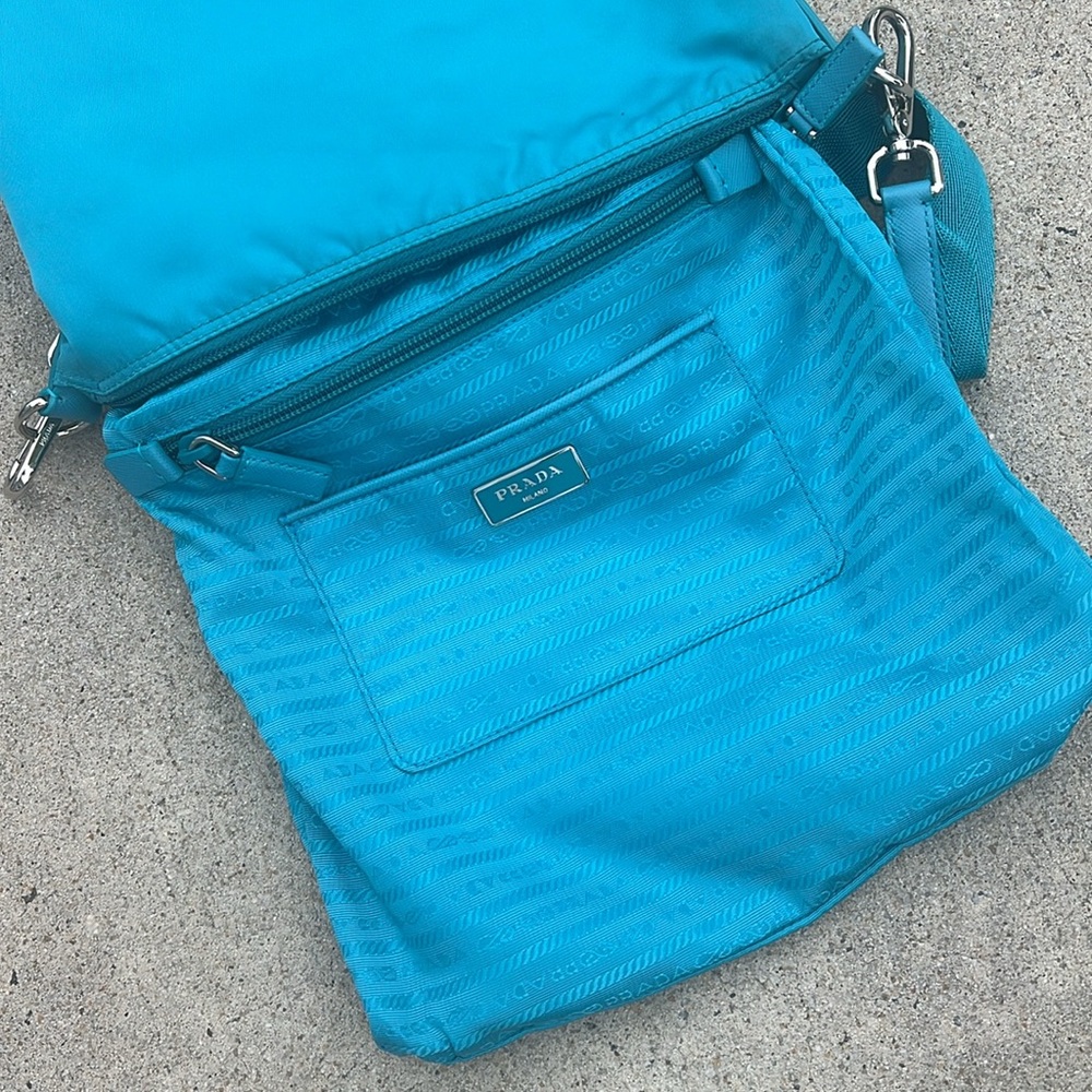 Prada Front Pocket Messenger Bag Tessuto Medium Crossbody teal - Picture 16 of 16